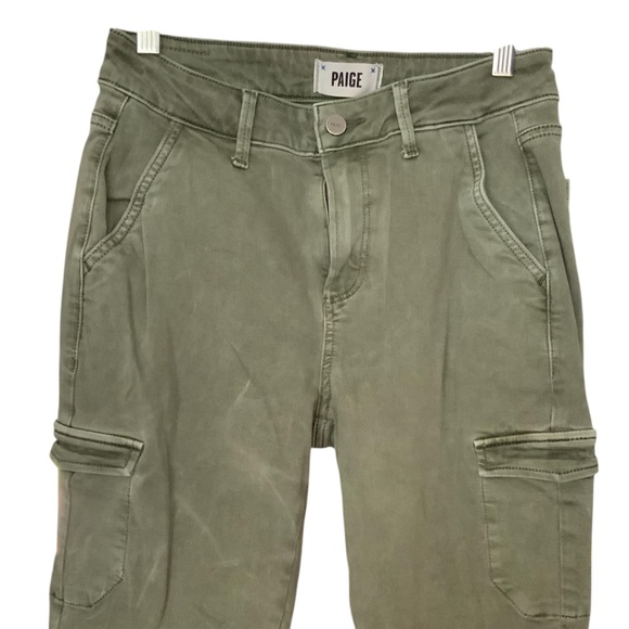 PAIGE Jolie Khaki Green Slim Cotton Cargo Ankle Utility Pants SZ 26 - Picture 6 of 15